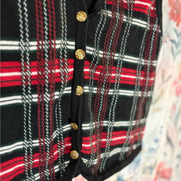 Vintage Red and Black Plaid Vest with Embroidery - Picture 4 of 11